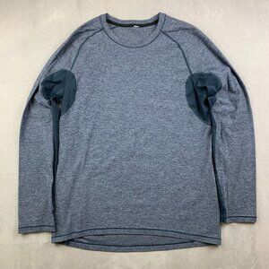 Lululemon Mens Shirt Medium Blue Heather Crewneck Blaze Long Sleeve Running